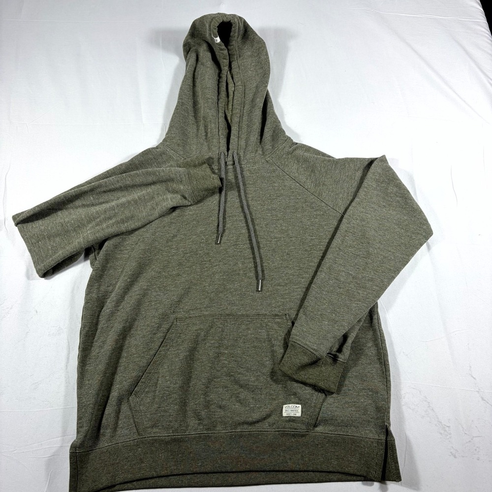 Volcom Hoodie Small Olive Green Fleece Lined Pullover Camping Outdoor Streetwear